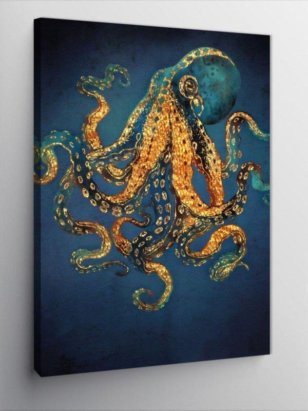 Ekart Kanvas Tablo Altın Desenli Ahtapot - Image 1