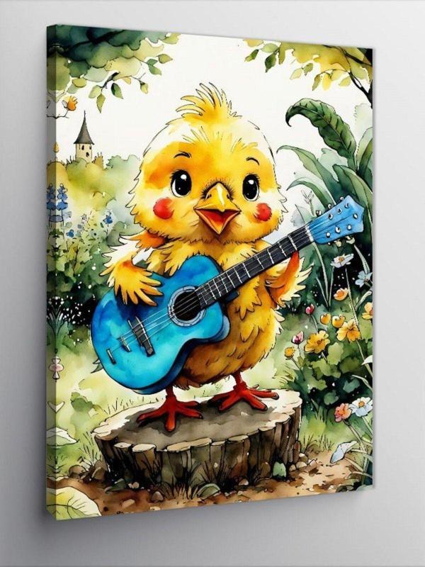Ekart Kanvas Tablo Gitar Çalan Civciv - Image 1