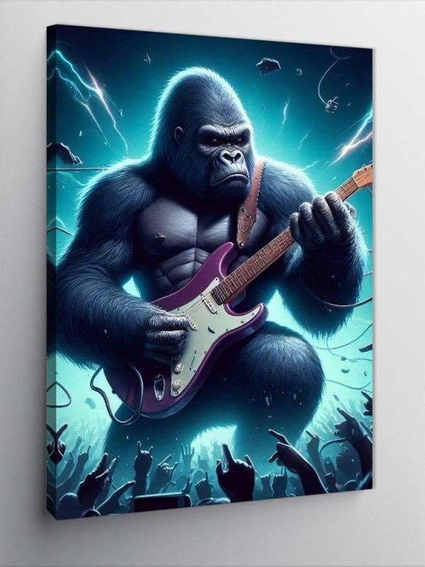 Ekart Kanvas Tablo Gitar Çalan Goril - Image 1