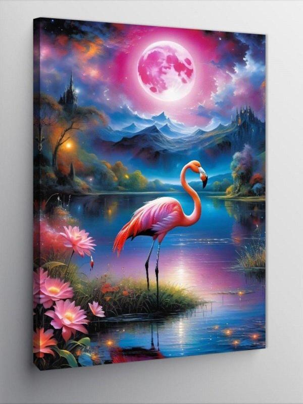 Ekart Kanvas Tablo Pembe Flamingo - Image 1