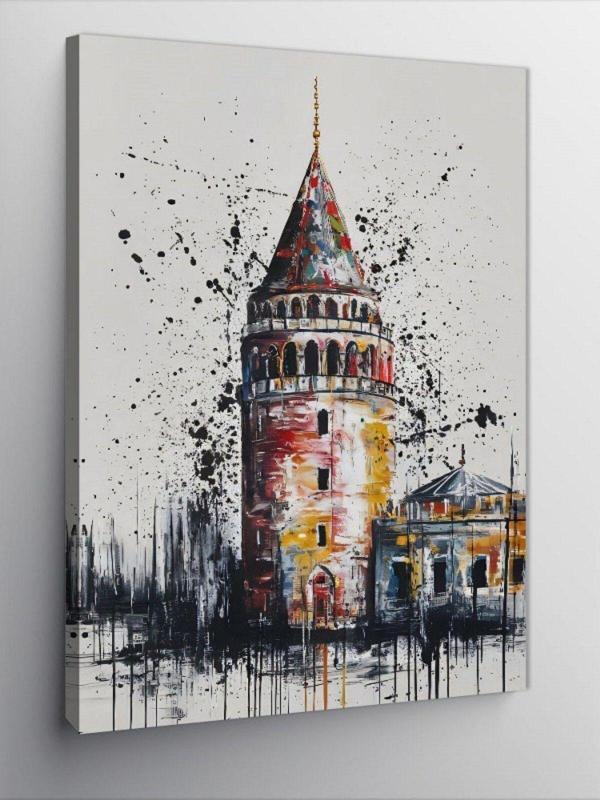 Ekart Kanvas Tablo Soyut Galata Kulesi - Image 1
