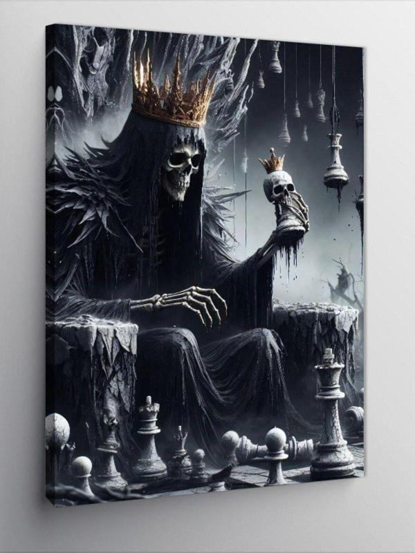 Ekart Kanvas Tablo Satranç Oynayan İskelet - Image 1