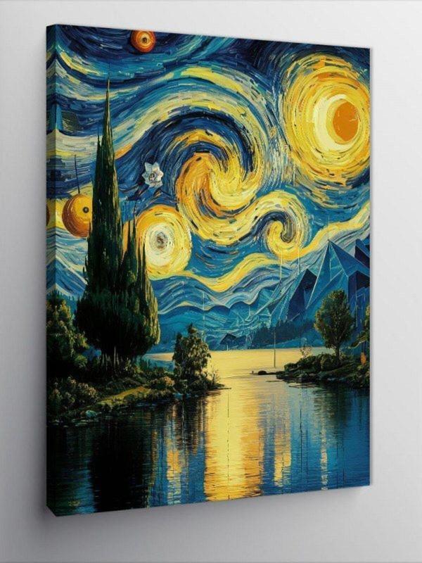 Ekart Kanvas Tablo Van Gogh Tarzı Göl Manzarası - Image 1