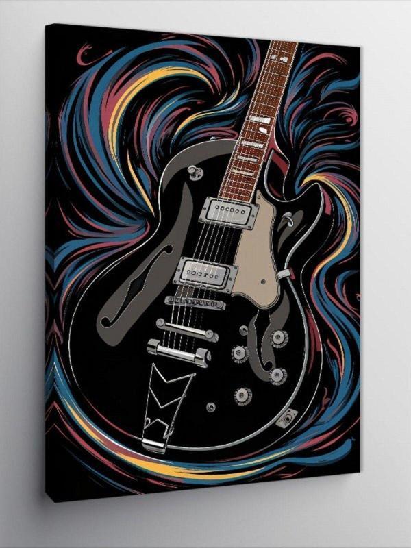 Ekart Kanvas Tablo Siyah Elektro Gitar - Image 1