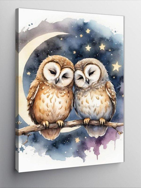 Ekart Kanvas Tablo Sevimli Baykuşlar - Image 1