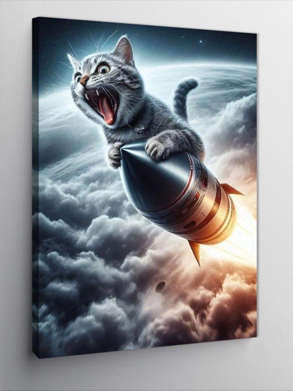 Ekart Kanvas Tablo Uçan Kedi - Image 1