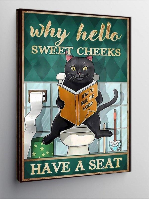 Ekart Kanvas Tablo Tuvaletteki Kedi - Image 1