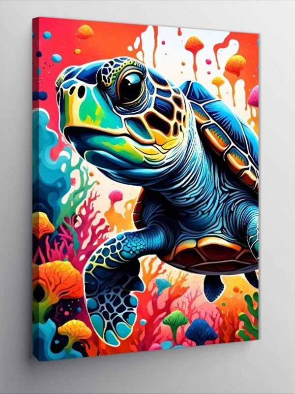 Ekart Kanvas Tablo Caretta Caretta Ve Deniz Canlıları - Image 1