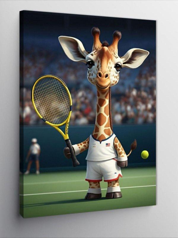 Ekart Kanvas Tablo Tenis Oynayan Zürafa - Image 1