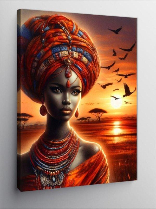 Ekart Kanvas Tablo Afrikalı Kadın Ve Afrika - Image 1
