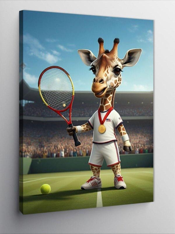 Ekart Kanvas Tablo Tenis Oynayan Zürafa - Image 1