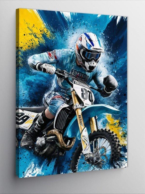 Ekart Kanvas Tablo Cross Motorcu - Image 1
