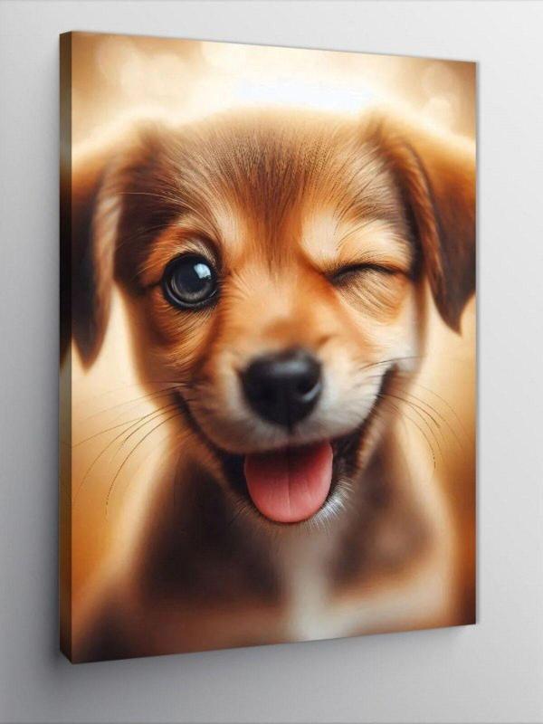 Ekart Kanvas Tablo Göz Kırpan Köpek - Image 1