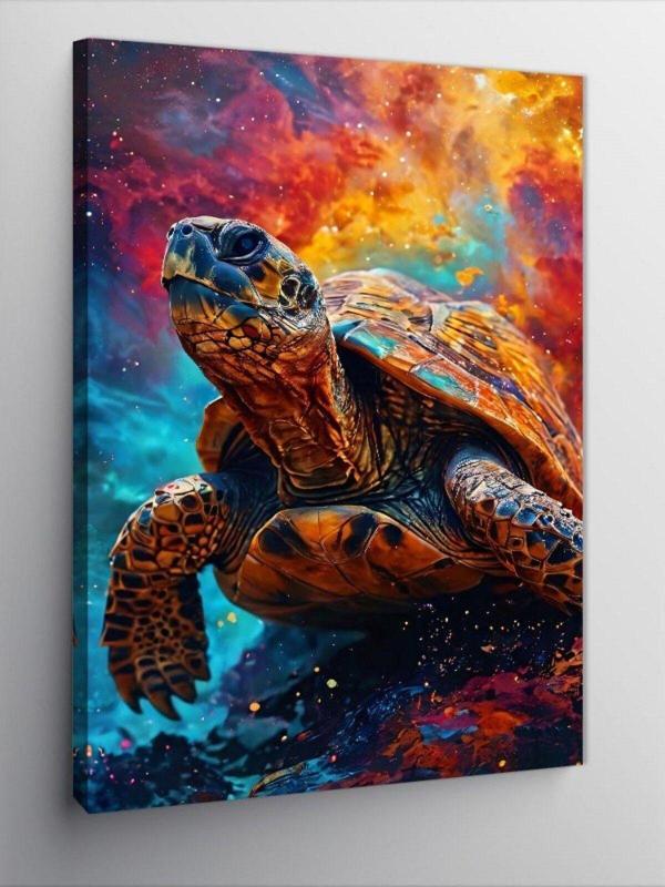 Ekart Kanvas Tablo Kaplumbağa Ve Işıltılı Gökyüzü - Image 1