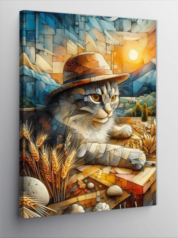 Ekart Kanvas Tablo Şapkalı Kedi - Image 1