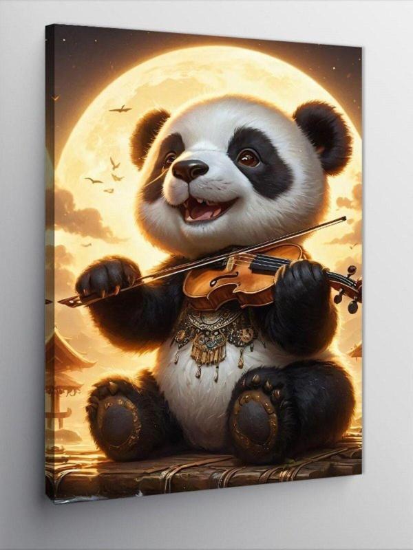 Ekart Kanvas Tablo Keman Çalan Panda - Image 1