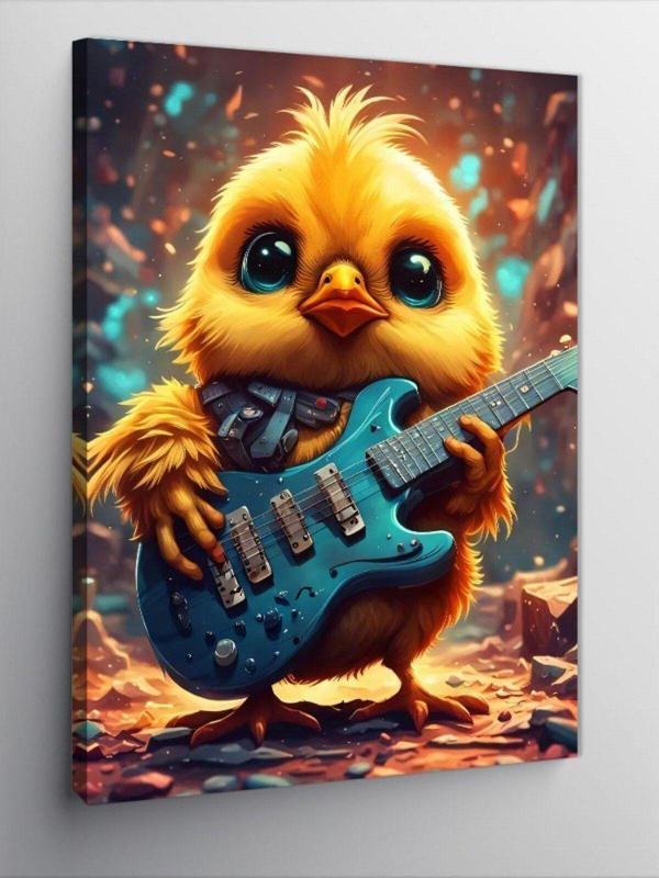 Ekart Kanvas Tablo Elektro Gitar Çalan Civciv - Image 1