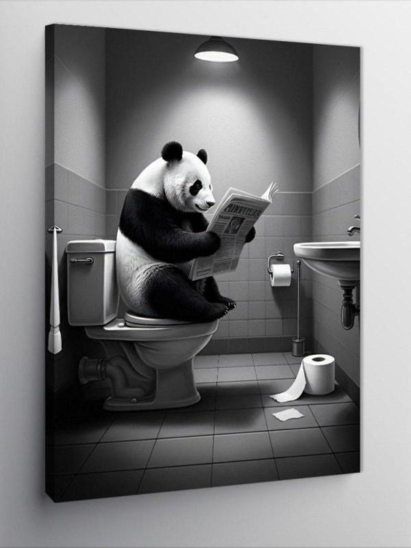 Ekart Kanvas Tablo Tuvalette Panda - Image 1