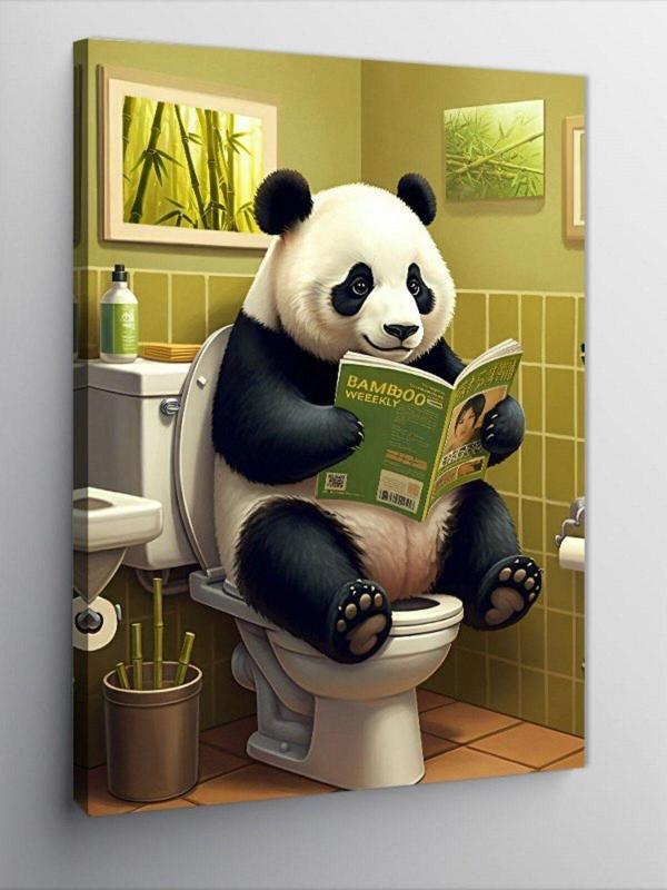 Ekart Kanvas Tablo Tuvalette Panda - Image 1