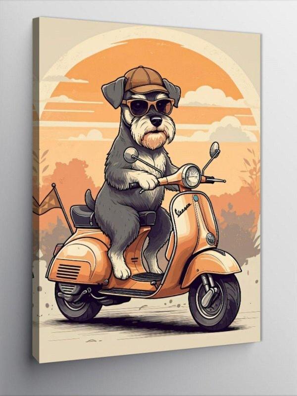 Ekart Kanvas Tablo Scooter Köpek - Image 1