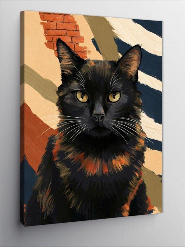 Ekart Kanvas Tablo Siyah Kedi - Image 1
