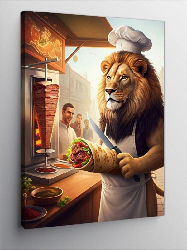 Ekart Kanvas Tablo Aşçı Aslan Dürüm Döner - Image 1