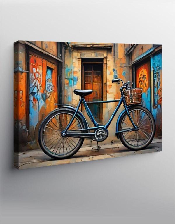 Ekart Kanvas Tablo Retro Mavi Bisiklet - Image 1