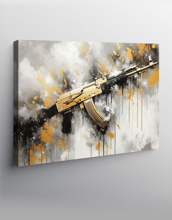 Ekart Kanvas Tablo Gold Ak-47 - Image 1