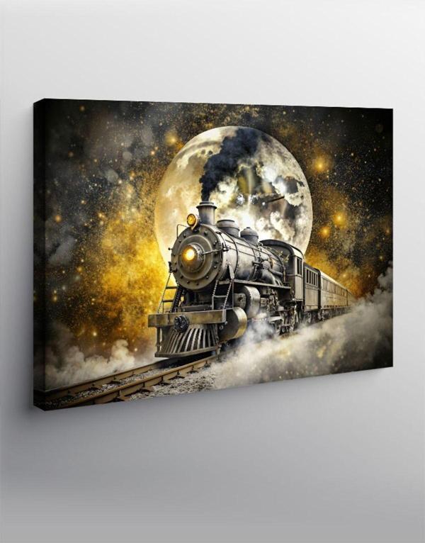 Ekart Kanvas Tablo Buharlı Tren Lokomotif - Image 1