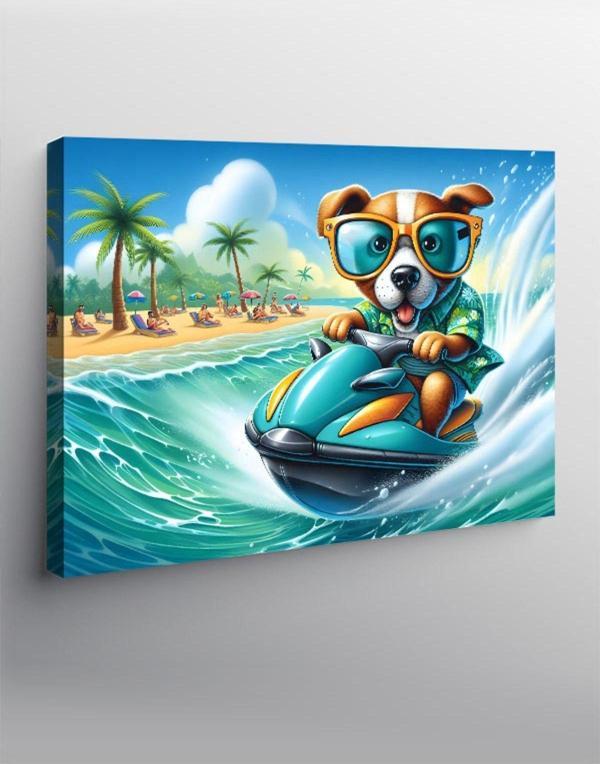 Ekart Kanvas Tablo Jetski Süren Köpek - Image 1