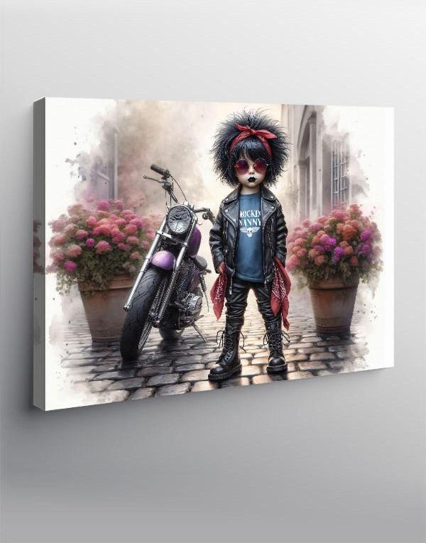Ekart Kanvas Tablo Metalci Kız Ve Motoru - Image 1