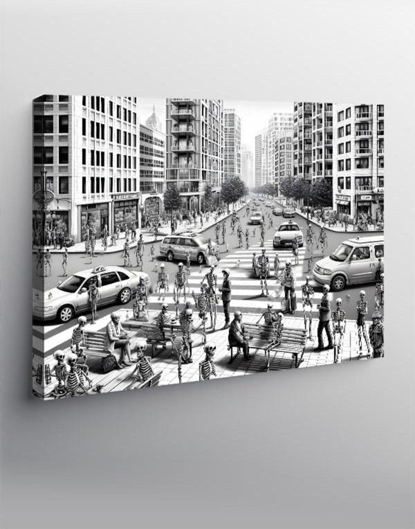 Ekart Kanvas Tablo Siyah Beyaz Şehir Merkezi - Image 1