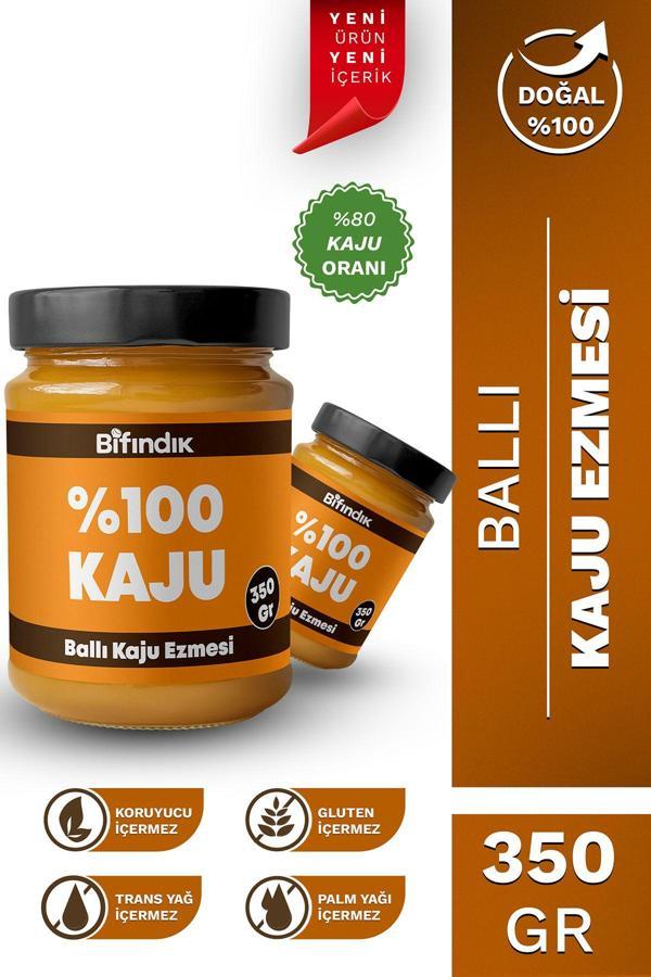 Bi Fındık Ballı Kaju Ezmesi Katkısız Taze Çekim Doğal Sürülebilir Kahvaltılık %80 Kaju Ezmesi 350 Gram - Image 1