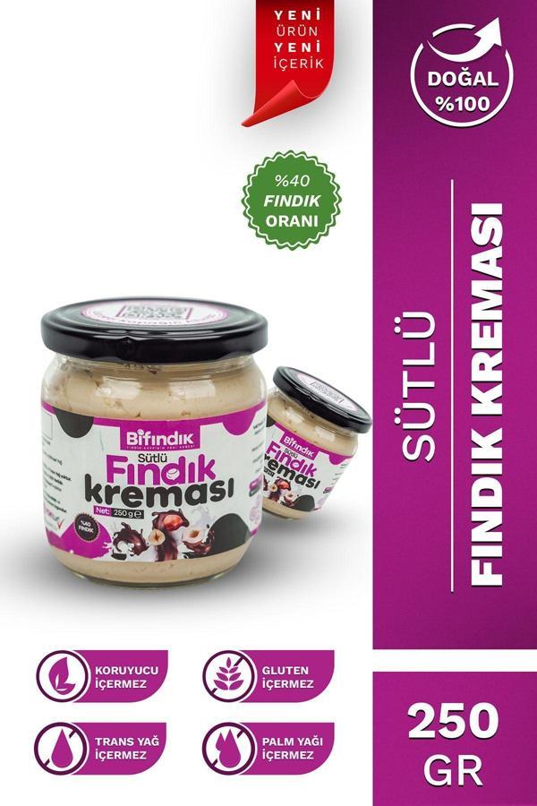 Bi Fındık Doğal Katkısız Kahvaltılık Sürülebilir Bol Sütlü Fındık Kreması 250Gr Cam Kavanoz - Image 1
