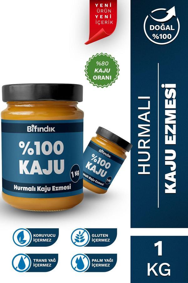 Bi Fındık Hurmalı Kaju Ezmesi Katkısız Taze Çekim Doğal Sürülebilir Kahvaltılık %80 Kaju 1 Kilogram - Image 1