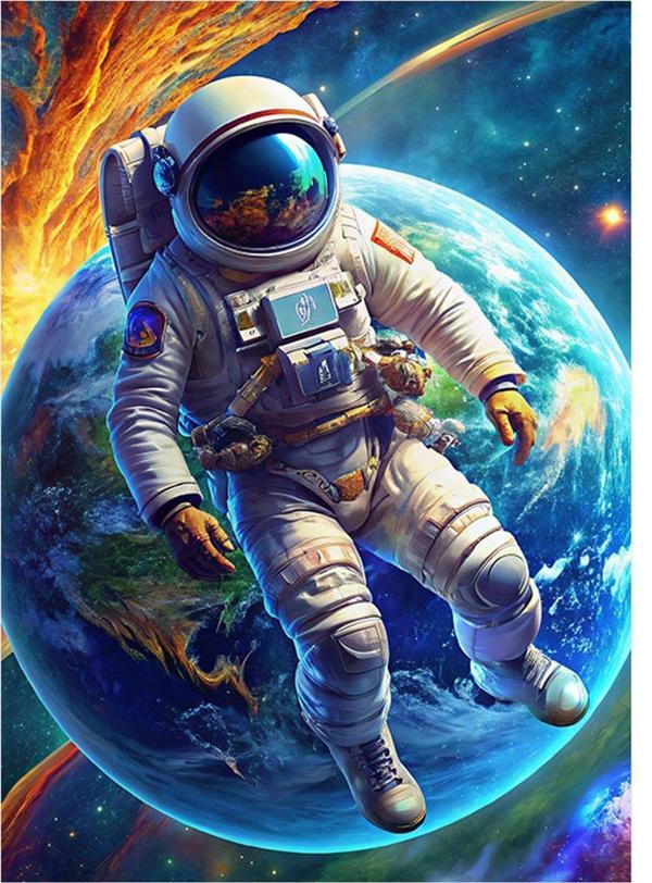 Ekart Uzayda Astronot Dekoratif Mdf Tablo 50 cm x 70 cm - Image 1