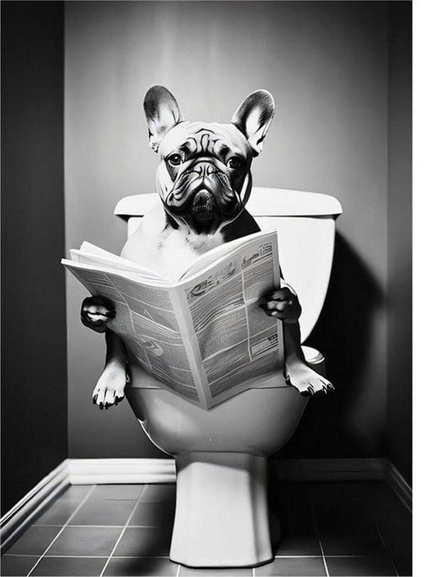 Ekart Tuvaletteki Köpek Hediyelik Mdf Tablo 50 cm x 70 cm - Image 1