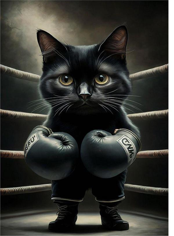 Ekart Boksör Kara kedi Mdf poster 50 cm x 70 cm - Image 1
