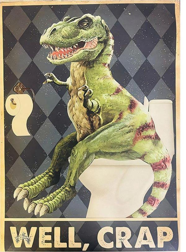 Ekart Dinozor T-Rex Tuvalette Hediyelik Mdf Tablo 25 cm x 35 cm - Image 1