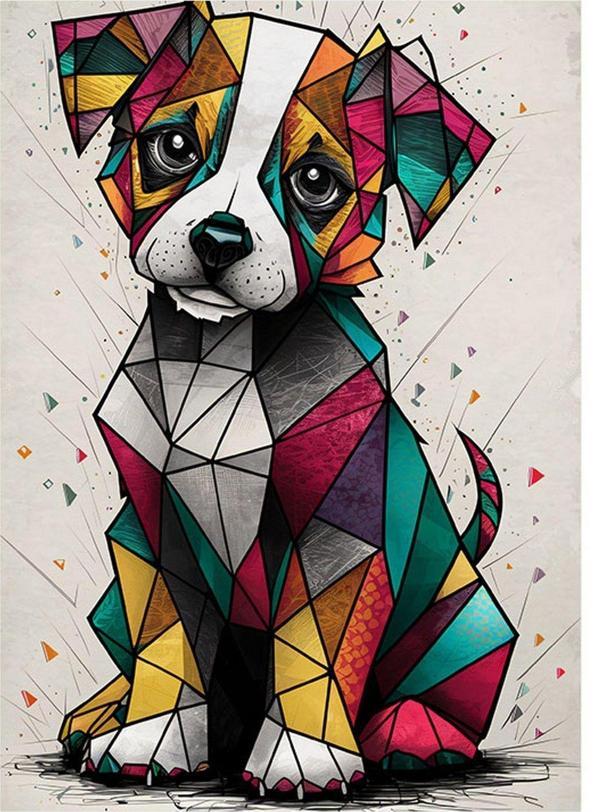 Ekart Renkli Köpek Art Mdf Poster 25 cm x 35 cm - Image 1