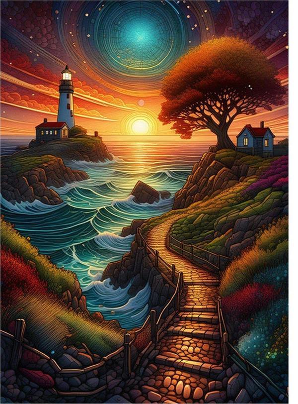 Ekart Deniz Feneri Ve Kır Evi Dekoratif Mdf Tablo 35 cm x 50 cm - Image 1