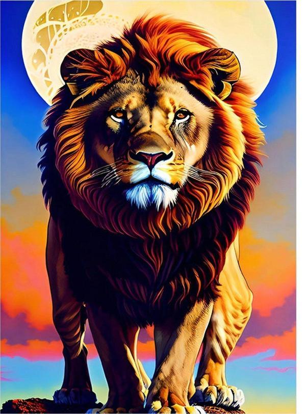 Ekart Ormanlar Kralı Aslan Ve Ay Tasarım Mdf Tablo 50 cm x 70 cm - Image 1