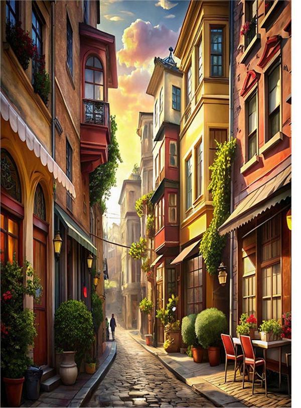 Ekart Arnavut Kaldırımlı Dar Sokak Desenli Mdf Tablo 35 cm x 50 cm - Image 1