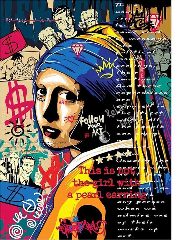 Ekart Inci Küpeli Kız Pop Art Art Mdf Tablo 50 cm x 70 cm - Image 1