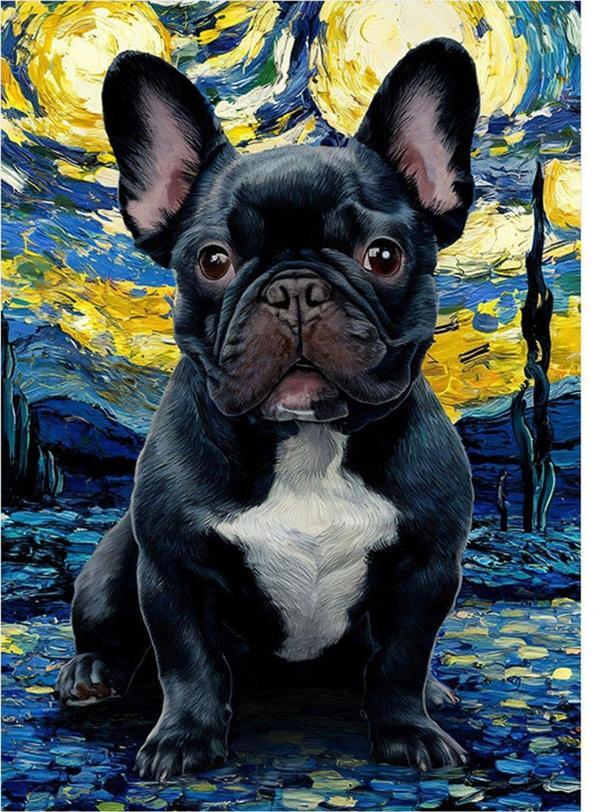 Ekart Gecedeki Pug Köpek Dekoratif Mdf Tablo 35 cm x 50 cm - Image 1