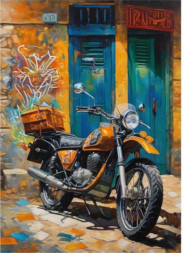 Ekart Retro Motosiklet Dekoratif Mdf Tablo 50 cm x 70 cm - Image 1