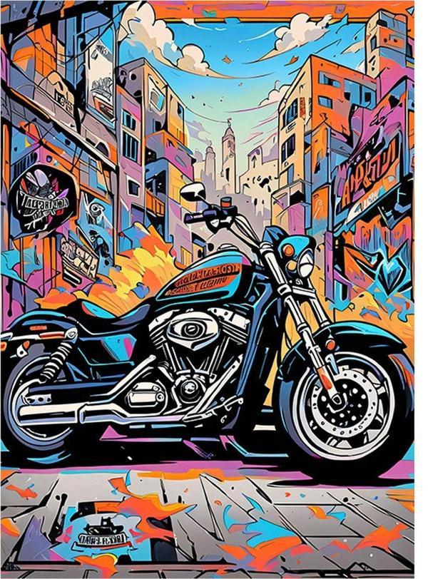 Ekart Renkli Motosiklet Art Mdf Poster 50 cm x 70 cm - Image 1