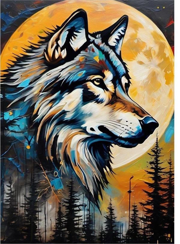 Ekart Dolunay Ve Kurt Art Mdf Poster 50 cm x 70 cm - Image 1