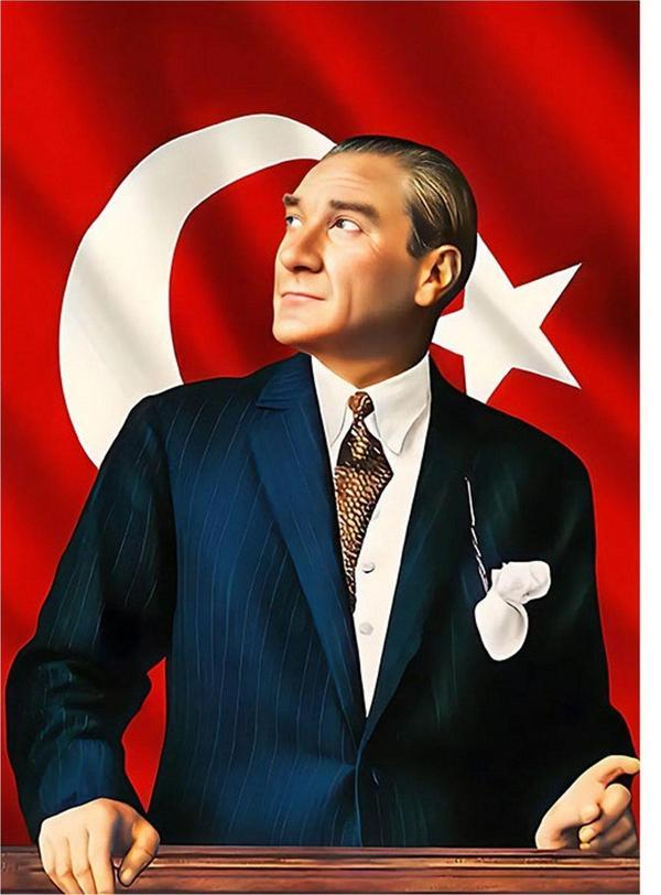 Ekart Atatürk Ve Türk Bayrağı Desenli Mdf Tablo 35 cm x 50 cm - Image 1