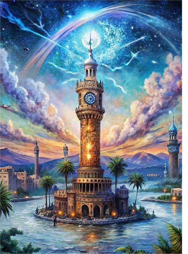 Ekart Soyut İzmir Saat Kulesi Art Mdf Tablo 50 cm x 70 cm - Image 1